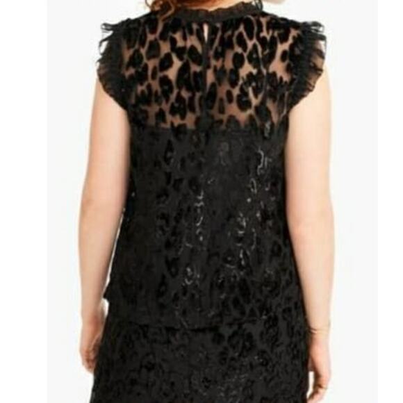 J. Crew Burnout Velvet Ruffle Shell blouse Black Size 2 - Picture 5 of 6